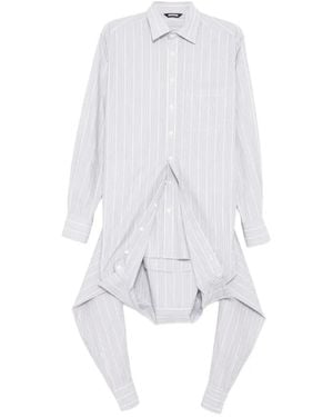Moohong Gestreepte Blouse Met Dubbele Mouwen - Wit