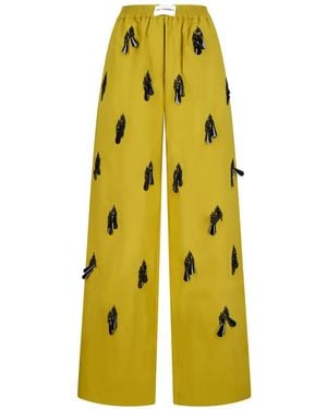 Des Phemmes Pantalones Con Cuentas - Amarillo
