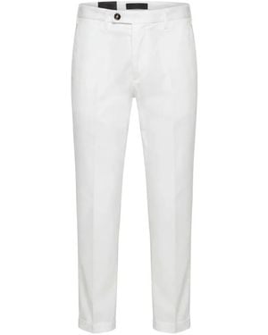 Michael Coal Pressed-Crease Turned-Up-Hem Pants - White