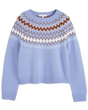 Chinti & Parker Fair Isle Round-Neck Jumper - Blue