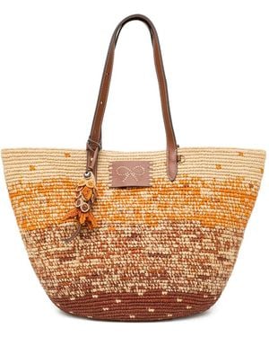 Anya Hindmarch Woven Bow-Patch Tote Bag - Natural