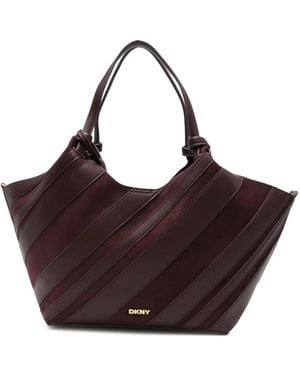 DKNY Medium Paula Diagonal-Stripe Tote Bag - Brown