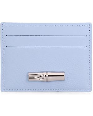 Longchamp Le Roseau Leather Card Holder - Blue