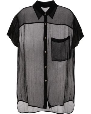JNBY Semi-Sheer Silk Blouse - Black
