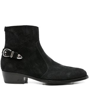 Lidfort Buckle-Detail Suede Boots - Black