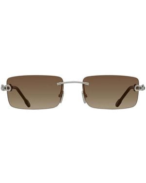 Fred Rimless Rectangle-Frame Sunglasses - Metallic