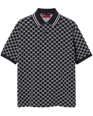 Gucci Gg Jacquard Polo Shirt - Black