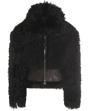 Blumarine Fleecejacke mit Lederdetail - Schwarz