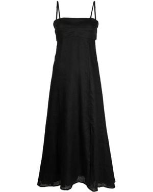 Faithfull the Brand Square-Neck Linen Midi Dress - Black