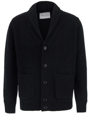 Roberto Collina Shawl-Collar Ribbed-Knit Cardigan - Blue