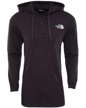 The North Face Logo-Print Snap-Button Hoodie - Blue