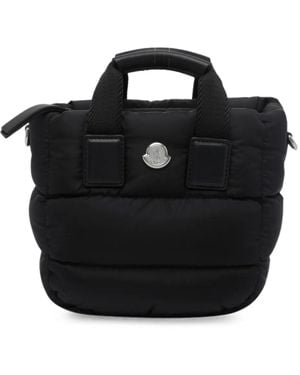 Moncler Borsa A Mano Caradoc Mini Trapuntata Con Placca Logo - Nero