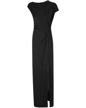 FEDERICA TOSI Draped-Detail Side-Slit Maxi Dress - Black