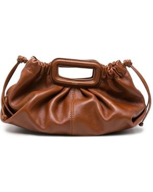 Maje Bolso De Mano De Cuero Con Detalle Fruncido - Marrón