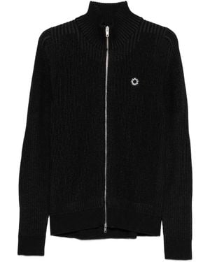 KENZO Ribbed Zip-Up Cardigan - Black