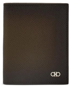 Ferragamo Micro Gancini Hammered-Leather Card Holder - Black
