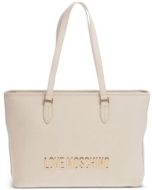 Moschino Love Logo-Embossed Tote Bag - Natural