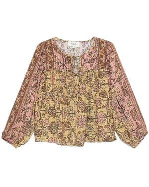 Ba&sh Jaune Printed Tie-Fastening Blouse - Natural