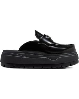 Nike Platform /Metallic" Loafer Mules - Black