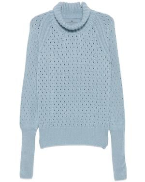 Ermanno Scervino Perforated-Knit Roll-Neck Sweater - Blue