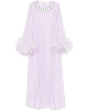 Self-Portrait Chiffon Jurk Met Veren Detail - Wit