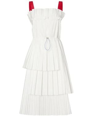 Fendi Robe Mi-Longue Plissée À Volants - White