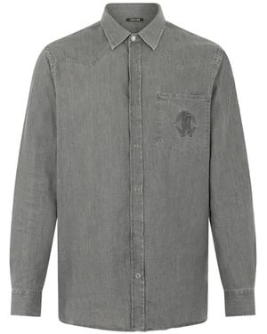 Roberto Cavalli Chemise À Logo Brodé - Gray