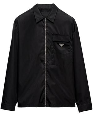 Prada Enamel-Logo Shirt Jacket - Black