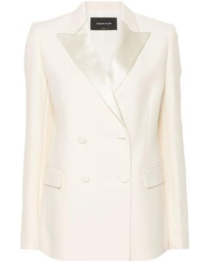 Fabiana Filippi Double-Breasted Crepe Blazer - Natural
