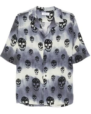 McQueen Skull-Print Tie-Dye Shirt - Grey