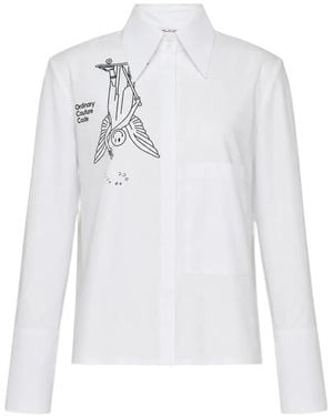 Ordinary Couture Code Graphic-Print Patch-Pocket Shirt - White