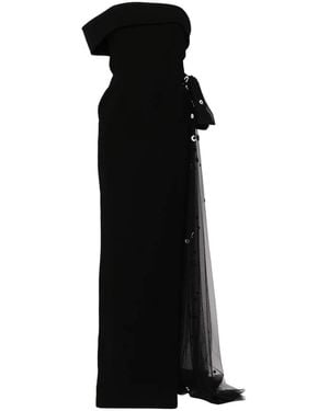 Saiid Kobeisy Floral-Appliqué Off-Shoulder Gown - Black