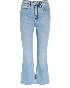 GOOD AMERICAN Frayed Standard Kick Flare Jeans - Blue