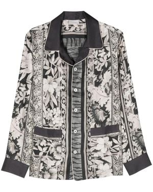 Pierre Louis Mascia Floral-Print Silk Shirt - Grey