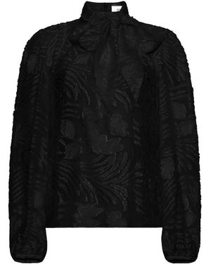 Adam Lippes Joan Bow Fil Coupé Blouse - Black