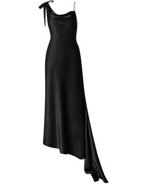 Il Volo Asymmetric Bow-Detail Maxi Dress - Black