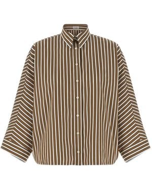 Brunello Cucinelli Monile Striped-Pattern Shirt - Brown