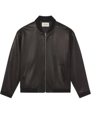 FRAME Leather Bomber Jacket - Black