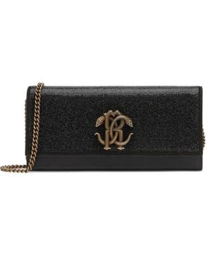 Roberto Cavalli Clutch Mit Kristallverzierung - Schwarz