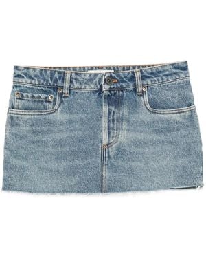 Miu Miu Raw-Edge Denim Mini Skirt - Blue