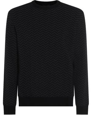 Giorgio Armani Chevron-Pattern Jumper - Black