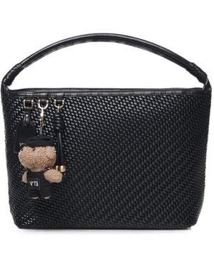 V73 Zelda Woven-Effect Shoulder Bag - Black