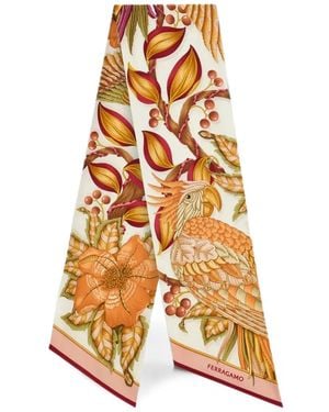 Ferragamo Parrots Bandeau Sjaal - Wit