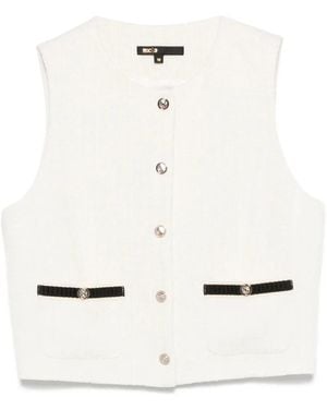 Maje Sleeveless Tweed Jacket - White