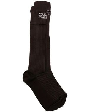 MM6 by Maison Margiela Logo-Print Ribbed Socks - Black