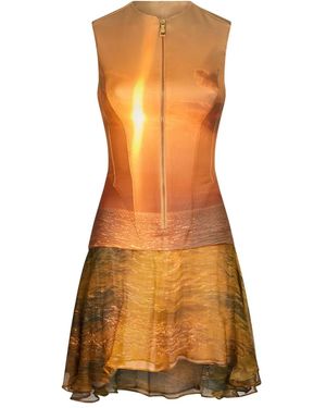 Roberto Cavalli Robe Courte À Imprimé Abstrait - Orange