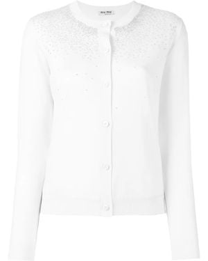 Miu Miu Cárdigan Con Estrellas De Lentejuelas - Blanco