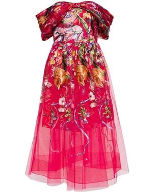 Marchesa Ribbons Midikleid Aus Tüll - Pink