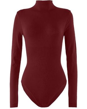 Wolford High-Neck Long-Sleeve Bodysuit - Red