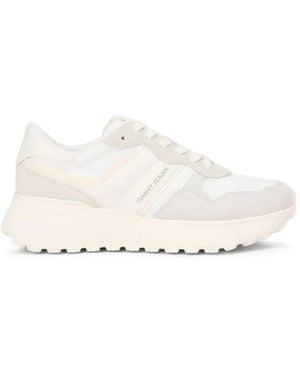 Tommy Hilfiger Logo-Print Panelled Trainers - White